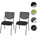 Mendler - 2x chaise visiteur t401, chaise de confrence empilable, tissu / textile - sige gris fonc, ...