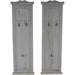 Mendler - 2x patre, portemanteau, vestiaire ouvert, 28x3, 5x109cm, shabby, vintage, gris