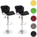 Mendler - 2x tabouret de bar hamilton, chaise de comptoir, bois, similicuir, rotatif - rouge