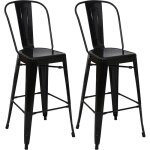 Mendler - 2x tabouret de bar hwc - a73, chaise de comptoir avec dossier, métal, design industriel - noir ... Mendler - 2x tabouret de bar hwc - a73, chaise de comptoir avec dossier, métal, design industriel - noir ...