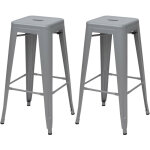 Mendler - 2x tabouret de bar hwc - a73, chaise de comptoir, m�tal, design industriel, empilable - gris ...