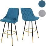 Mendler - 2x tabouret de bar hwc - e70, chaise de bar / comptoir, design r�tro, velours, haubans / pieds ...