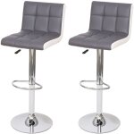 Mendler - 2x tabouret de bar hwc - g87, chaise bar / comptoir, rglable en hauteur - similicuir gris ...