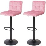 Mendler - 2x tabouret de bar hwc - g87, chaise bar / comptoir, rglable en hauteur - velours rose, pied ...