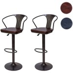 Mendler - 2x tabouret de bar hwc - h10b, rglable en hauteur, avec accoudoirs, pivotant, design industriel ...
