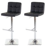 Mendler - 2x tabouret de bar kavala, chaise bar / comptoir, avec dossier - noir, similicuir, pied en ...