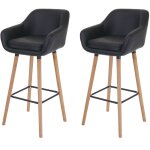 Mendler - 2x tabouret de bar malmö t381, chaise bar / comptoir avec dossier - similicuir, noir Mendler - 2x tabouret de bar malmö t381, chaise bar / comptoir avec dossier - similicuir, noir