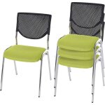 Mendler - lot de 4 chaises de confrence / visiteur t401, empilable - sige vert, pieds chroms