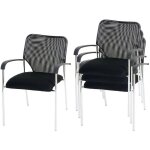Mendler - lot de 4 chaises de confrence / visiteur tulsa, empilable, tissu ? sige noir, dossier noir ...