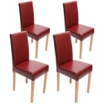 Mendler - lot de 4 chaises de s�jour littau, cuir reconstitu�, rouge, pieds clairs