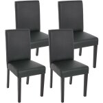 Mendler - lot de 4 chaises de s�jour littau, simili - cuir, noir mat, pieds fonc�s