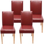 Mendler - lot de 4 chaises de sjour littau, simili - cuir, rouge, pieds clairs