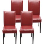 Mendler - lot de 4 chaises de sjour littau, simili - cuir, rouge, pieds foncs