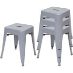 Mendler - 4x tabouret hwc - a73 en mtal, design industriel, empilable - gris