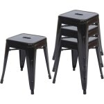 4x tabouret hwc - a73 en m�tal, design industriel, empilable - noir