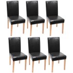 Mendler - lot de 6 chaises de s�jour littau, simili - cuir, noir, pieds clairs