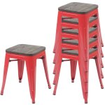 Mendler - 6x tabouret hwc - a73 avec assise en bois, métal tabouret siège, métal design industriel empilable ... Mendler - 6x tabouret hwc - a73 avec assise en bois, métal tabouret siège, métal design industriel empilable ...