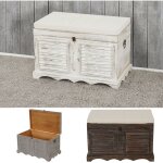 Mendler - banc banquette / coffre de rangement t356, style shabby 50x76x45cm blanc