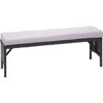Mendler - banc en polyrotin hwc - g16, banquette de jardin, gastronomie, 112cm - noir, coussin gris clair ... Mendler - banc en polyrotin hwc - g16, banquette de jardin, gastronomie, 112cm - noir, coussin gris clair ...
