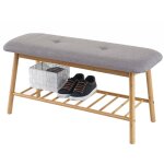 Mendler - banquette tagre  chaussures hwc - d90 banc rembourr, rangement pour chaussures, bambou ...