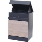 Mendler - bo�te aux lettres hwc - k41 bo�te � colis - m�tal - galvanis� anthracite aspect bois