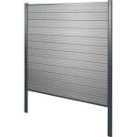 Mendler - brise - vue en wpc sarthe, cl�ture brise - vent, poteaux aluminium �l�ment de base, 190cm gris ...