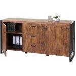 Buffet hwc - a27, commode bahut armoire 80x160x40cm structure 3d, couleur ch�ne sauvage
