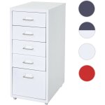 Mendler - caisson � roulettes boston t851, armoire � tiroirs, 69x28x41cm 5 tiroirs gris fonc� blanc - ...