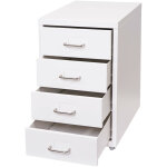 Mendler - caisson  roulettes boston t851, armoire  tiroirs, en acier, 48x28x41cm, 4 tiroirs - blanc ...