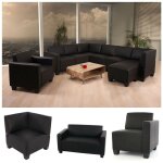 Mendler - canap - lment lyon, lment central, modulable, simili - cuir, noir