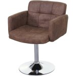 Chaise de salle  manger orlando, pivotante, imitation daim, chrome - brun vintage