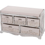Mendler - commode / banc, 5 paniers, 77x36x45cm, shabby, vintage, blanc Mendler - commode / banc, 5 paniers, 77x36x45cm, shabby, vintage, blanc