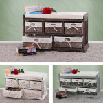 Commode / banc, 5 paniers, 77x36x45cm, shabby, vintage, marron Commode / banc, 5 paniers, 77x36x45cm, shabby, vintage, marron