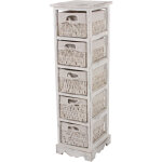 Commode / �tag�re 5 paniers, 25x28x90cm, shabby, vintage, blanc