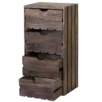Commode hwc - c62, 4 tiroirs, 70x32x26cm - brun shabby