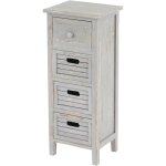 Mendler - commode / table d'appoint / armoire, 4 tiroirs, 30x25x74cm, shabby, vintage, gris