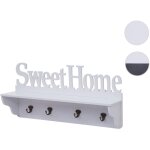 Mendler - garderobe murale hwc - d41 sweet home, planche vestiaire, tagre, 4 crochets massifs 30x60x13cm ...