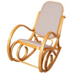 Rocking - chair, fauteuil  bascule m41, imitation chne, tissu beige