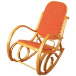 Mendler - rocking - chair, fauteuil bascule m41, imitation chne, tissu orange