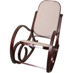 Mendler - rocking - chair, fauteuil  bascule m41, imitation noyer, tissu beige