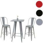 Mendler - set table mange - depout + 2x tabouret de bar hwc - a73, chaise / table de bar, design industriel ...