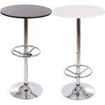 Table de bar / table haute bari, ronde, avec repose - pied, 109x60x60cm, noir