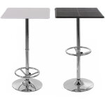 Table de bar / table haute chicago, avec repose - pied, 63x63x110cm, blanc