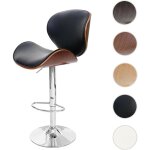 Tabouret de bar foxrock, chaise de bar, bois courb, design rtro - gris, similicuir noir