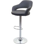 Mendler - tabouret de bar hwc - f16, tabouret pivotant, avec dossier simili cuir gris - noir