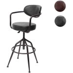 Mendler - tabouret de bar hwc - h10f, pour comptoir, rglable en hauteur, design industriel, faux daim ...