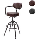 Mendler - tabouret de bar hwc - h10f, de comptoir, rglable en hauteur, design industriel, faux daim ...