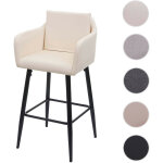 Mendler - tabouret de bar hwc - h93, tabouret de comptoir, repose - pieds métal - tissu / textile crème ... Mendler - tabouret de bar hwc - h93, tabouret de comptoir, repose - pieds métal - tissu / textile crème ...