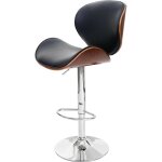 Mendler - tabouret foxrock, chaise de bar, bois courb� desgin r�tro - aspect noix, noir