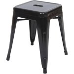 Mendler - tabouret en m�tal hwc - a73, d�sign industriel m�tallique, empilable - noir